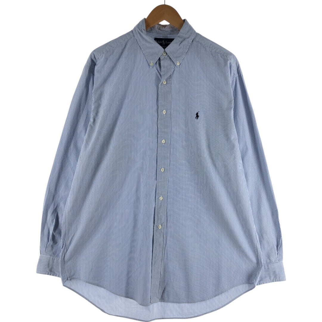 Ralph Lauren BLAKE long sleeve button-down striped shirt, men's size L cotton Blue type light blue Vintage Second Hand