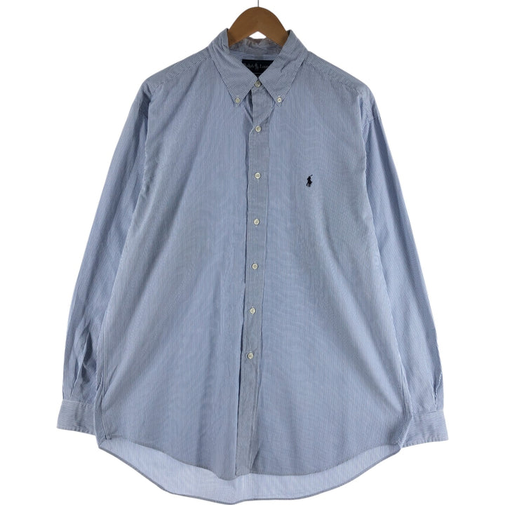 Ralph Lauren BLAKE long sleeve button-down striped shirt, men's size L cotton Blue type light blue Vintage Second Hand