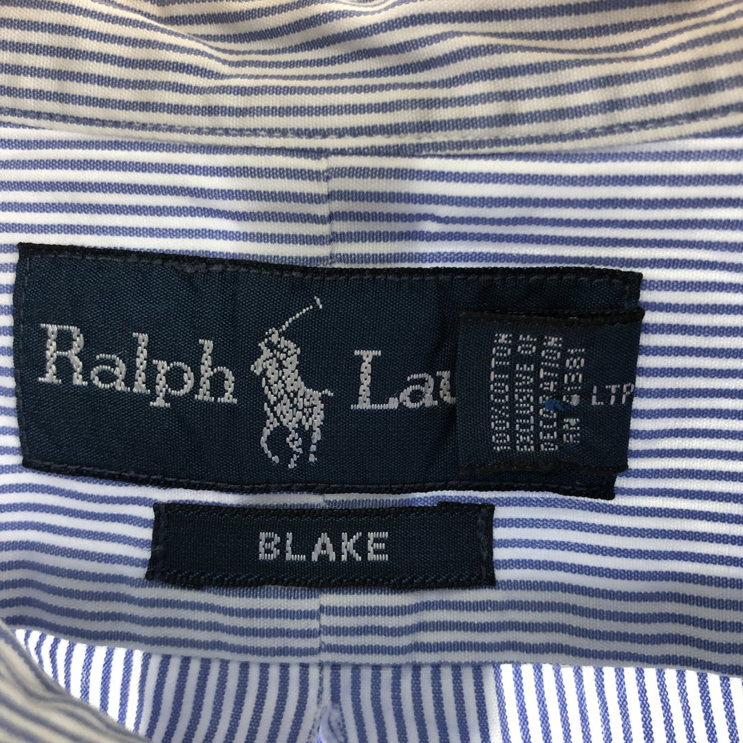 Ralph Lauren BLAKE long sleeve button-down striped shirt, men's size L cotton Blue type light blue Vintage Second Hand