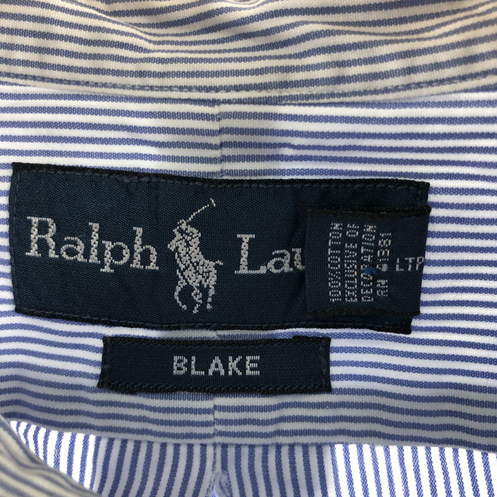 Ralph Lauren BLAKE long sleeve button-down striped shirt, men's size L cotton Blue type light blue Vintage Second Hand