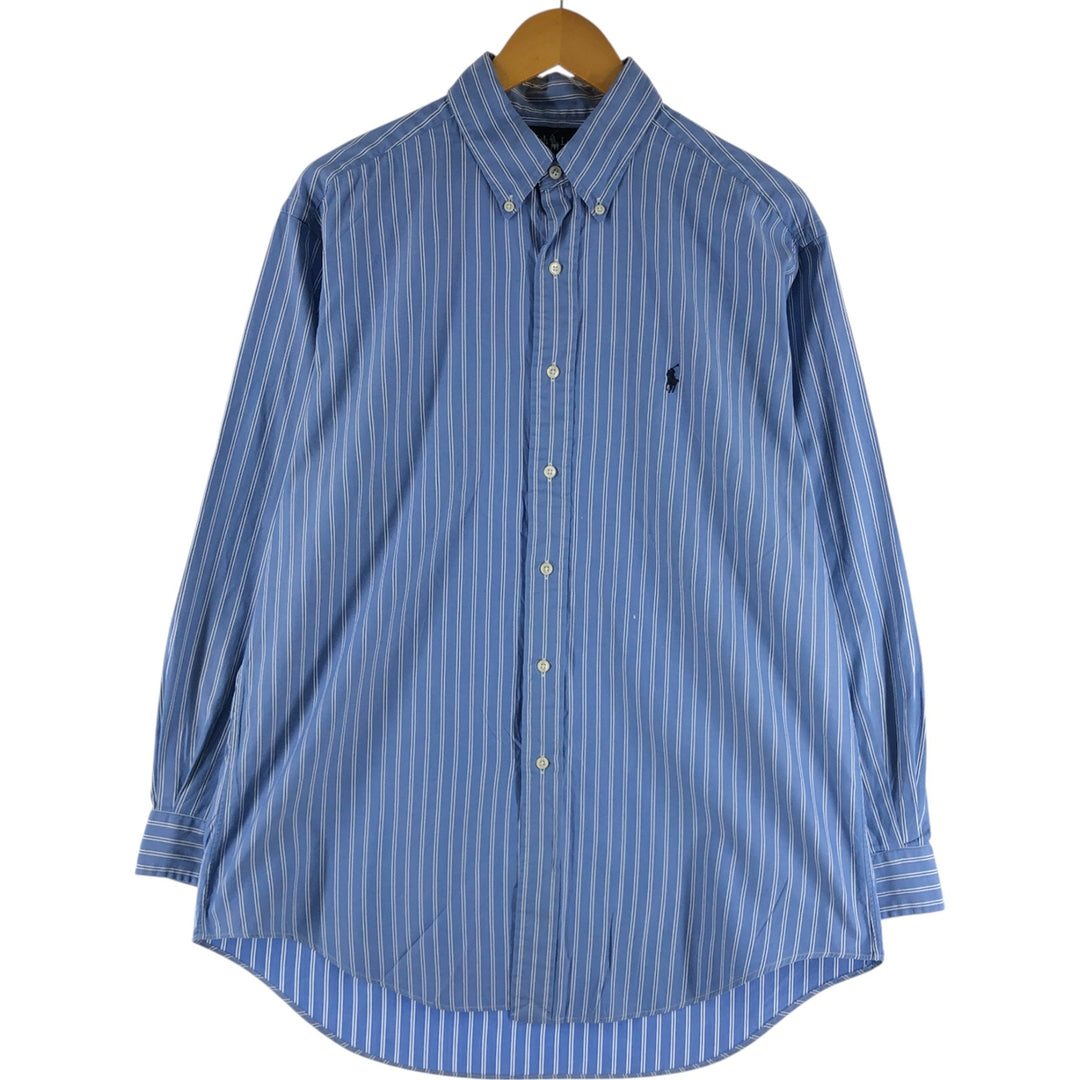 Ralph Lauren YARMOUTH Long Sleeve Button-Down Striped Shirt, Men's Size L cotton Blue type light blue Vintage Second Hand