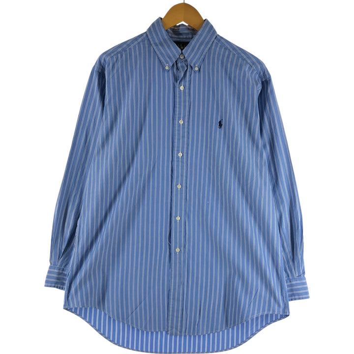 Ralph Lauren YARMOUTH Long Sleeve Button-Down Striped Shirt, Men's Size L cotton Blue type light blue Vintage Second Hand