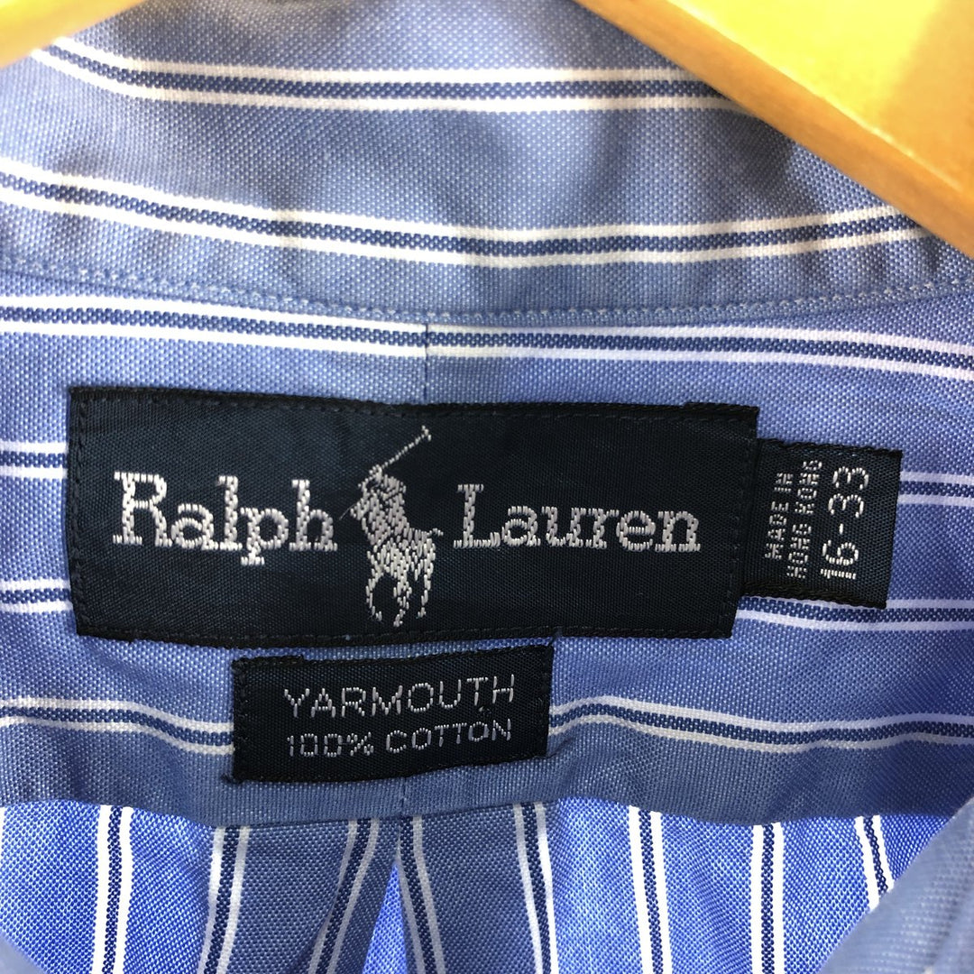 Ralph Lauren YARMOUTH Long Sleeve Button-Down Striped Shirt, Men's Size L cotton Blue type light blue Vintage Second Hand