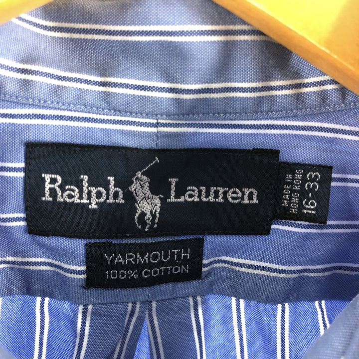 Ralph Lauren YARMOUTH Long Sleeve Button-Down Striped Shirt, Men's Size L cotton Blue type light blue Vintage Second Hand