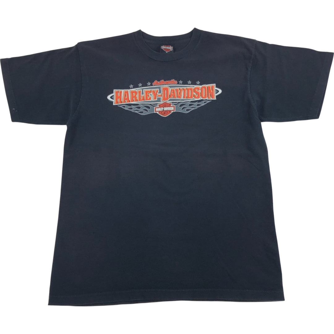00'S Harley-Davidson Motorcycle Bike T-shirt Made in USA Men's XL cotton black type Vintage Second Hand