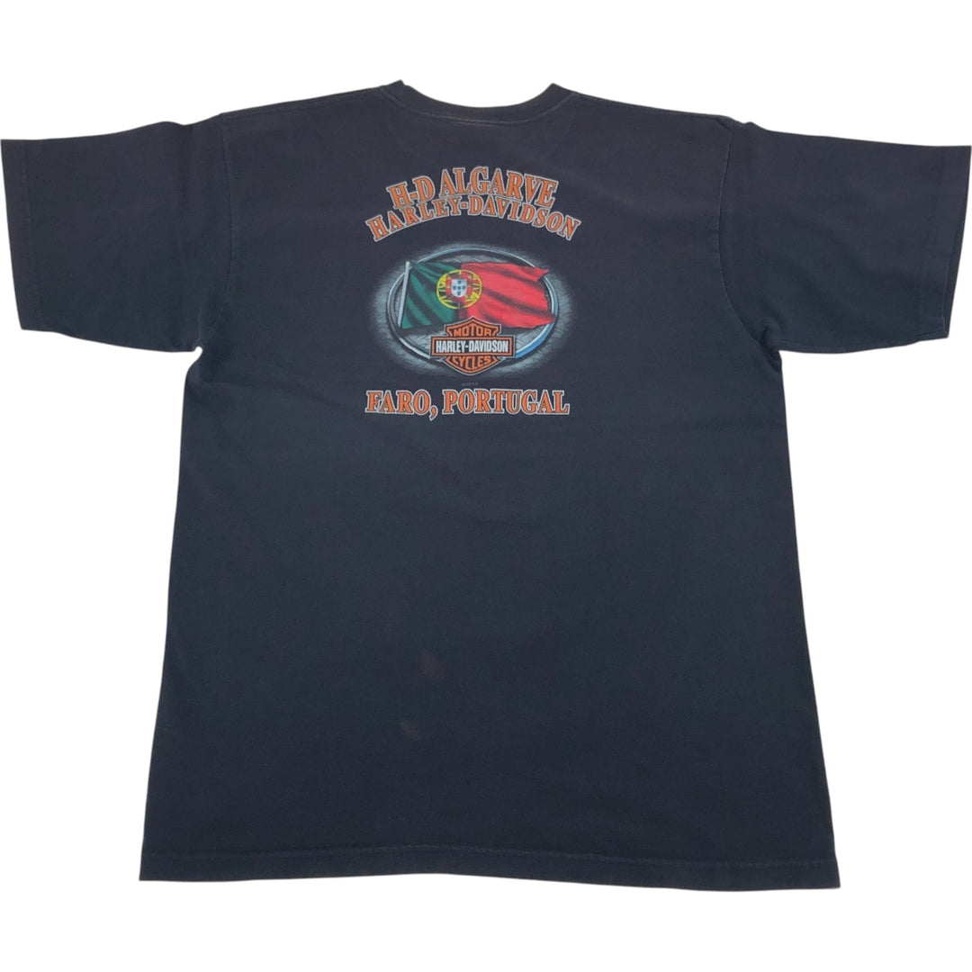 00'S Harley-Davidson Motorcycle Bike T-shirt Made in USA Men's XL cotton black type Vintage Second Hand