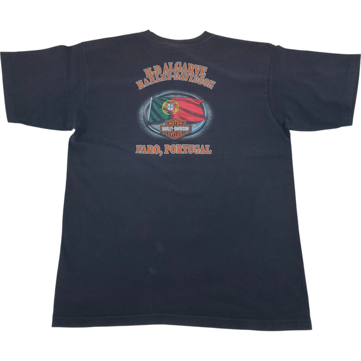 00'S Harley-Davidson Motorcycle Bike T-shirt Made in USA Men's XL cotton black type Vintage Second Hand