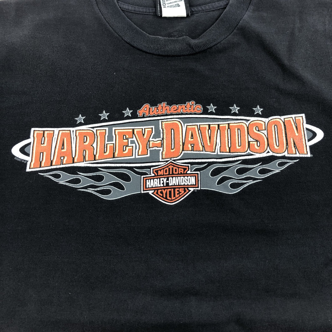 00'S Harley-Davidson Motorcycle Bike T-shirt Made in USA Men's XL cotton black type Vintage Second Hand