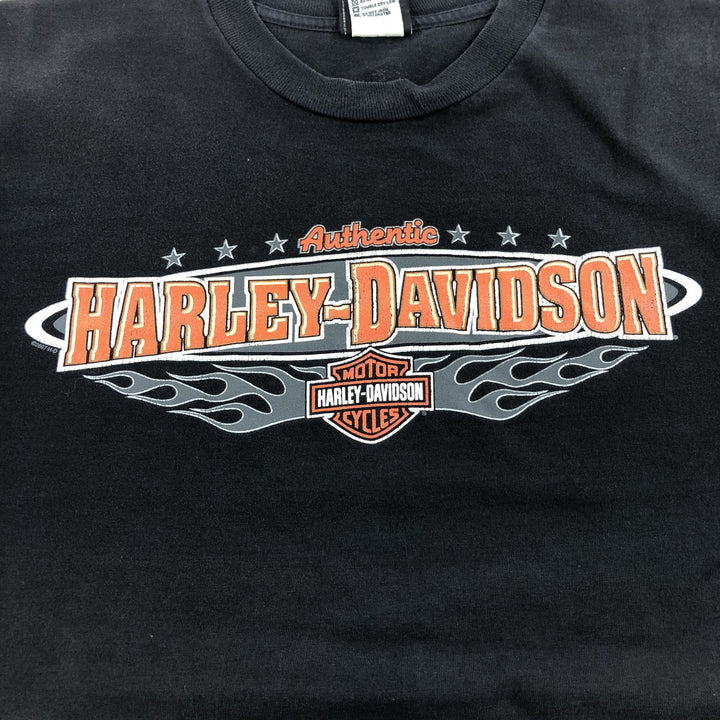 00'S Harley-Davidson Motorcycle Bike T-shirt Made in USA Men's XL cotton black type Vintage Second Hand