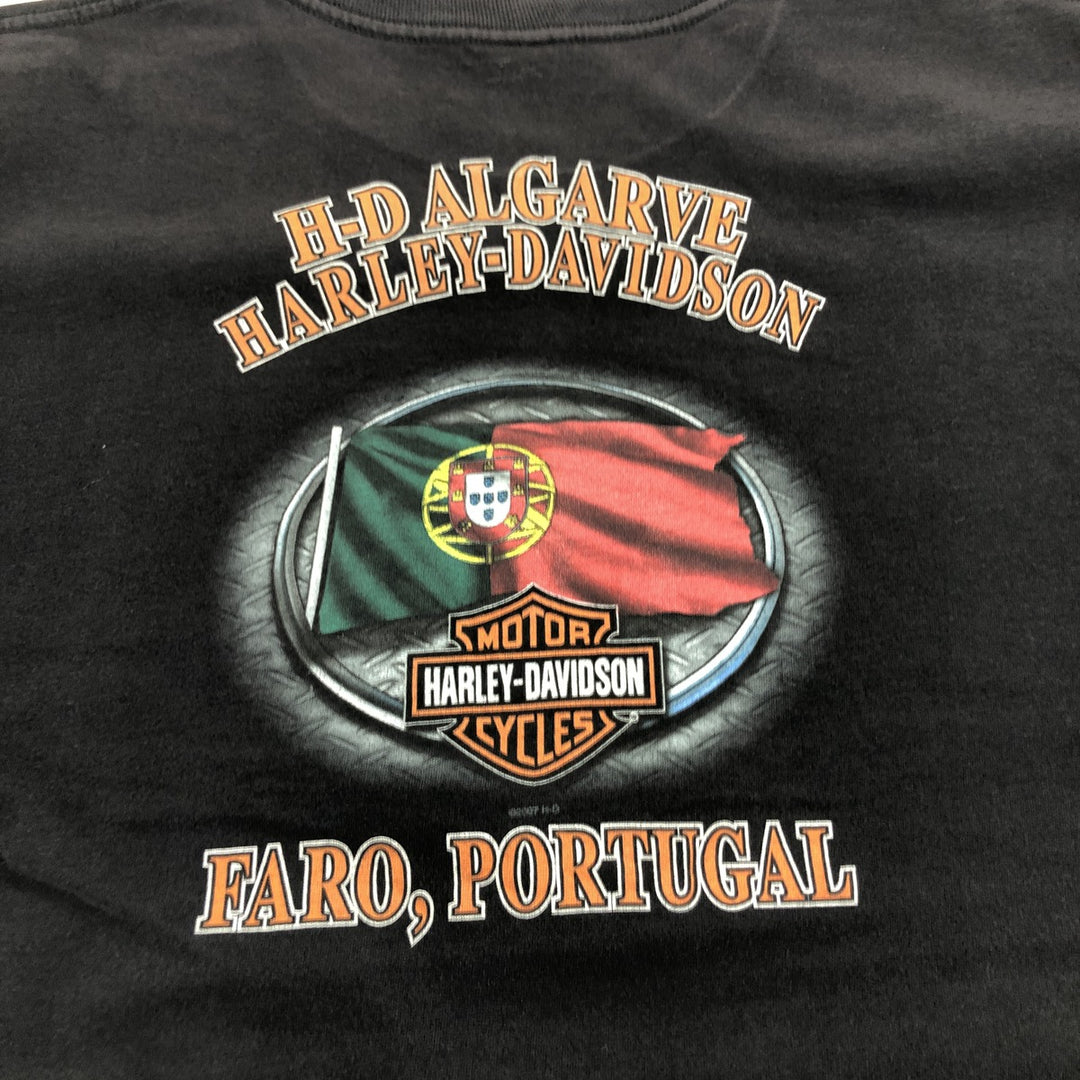 00'S Harley-Davidson Motorcycle Bike T-shirt Made in USA Men's XL cotton black type Vintage Second Hand