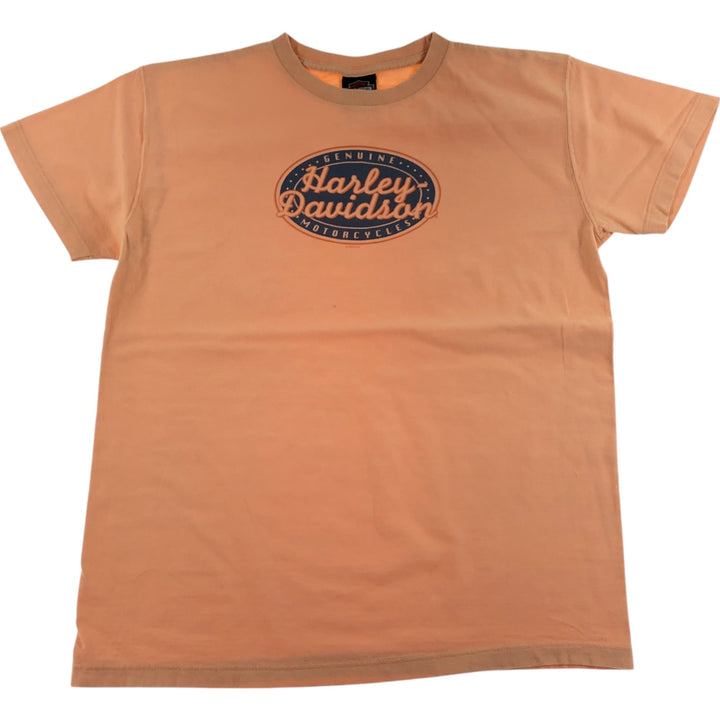 00'S Harley-Davidson Motorcycle Bike T-shirt Made in USA Men's L size cotton orange type Vintage Second Hand