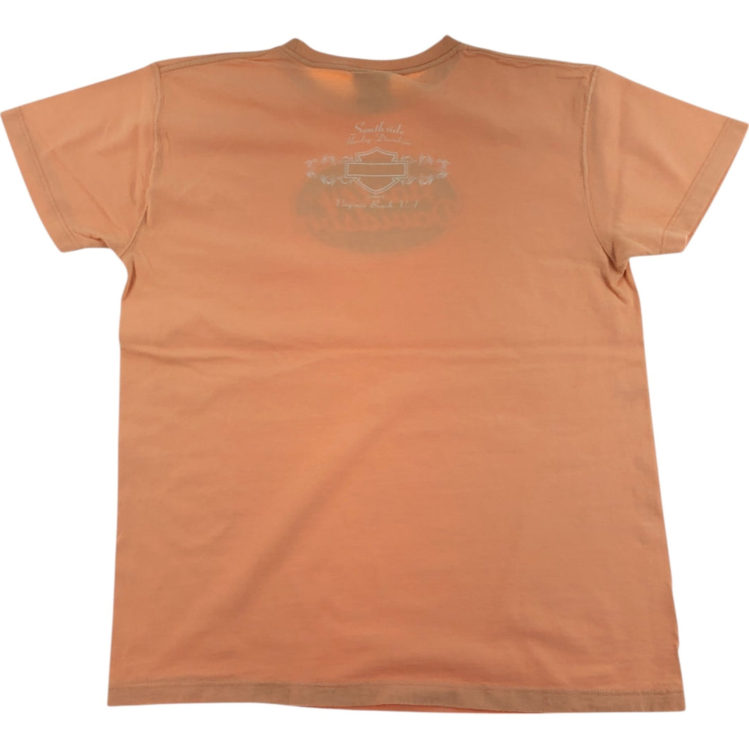 00'S Harley-Davidson Motorcycle Bike T-shirt Made in USA Men's L size cotton orange type Vintage Second Hand