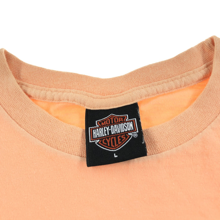 00'S Harley-Davidson Motorcycle Bike T-shirt Made in USA Men's L size cotton orange type Vintage Second Hand
