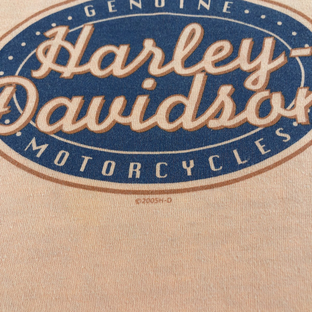 00'S Harley-Davidson Motorcycle Bike T-shirt Made in USA Men's L size cotton orange type Vintage Second Hand