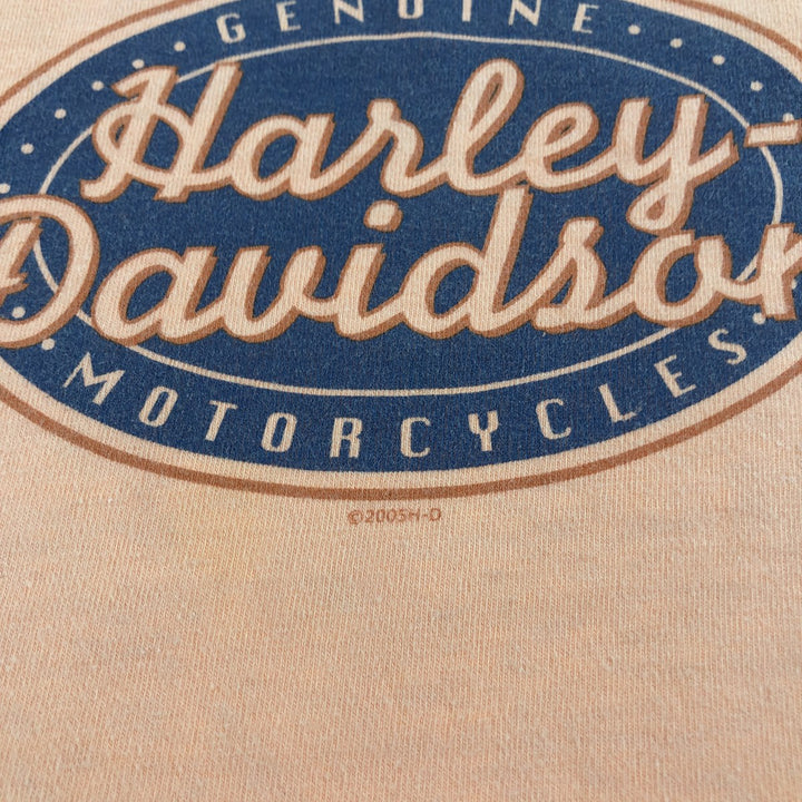 00'S Harley-Davidson Motorcycle Bike T-shirt Made in USA Men's L size cotton orange type Vintage Second Hand