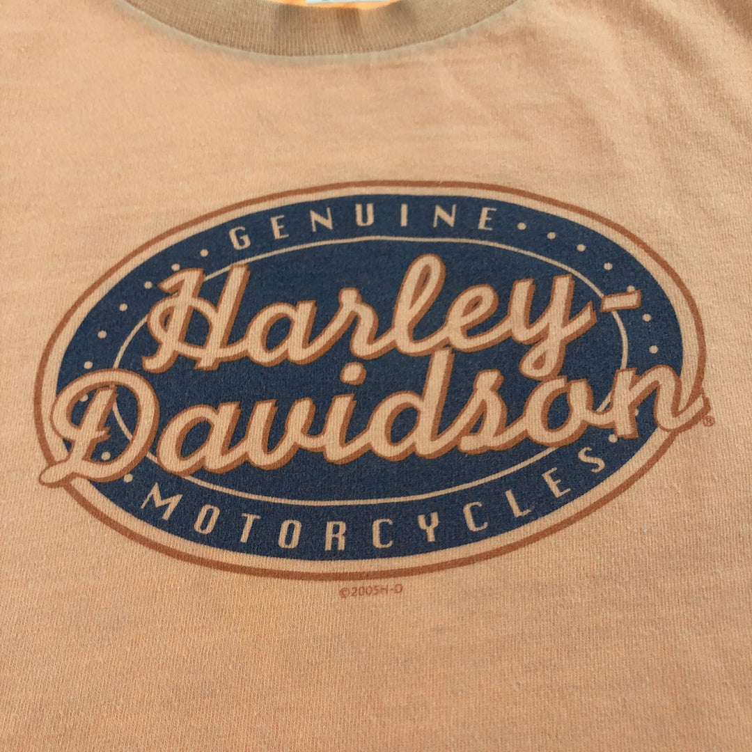 00'S Harley-Davidson Motorcycle Bike T-shirt Made in USA Men's L size cotton orange type Vintage Second Hand
