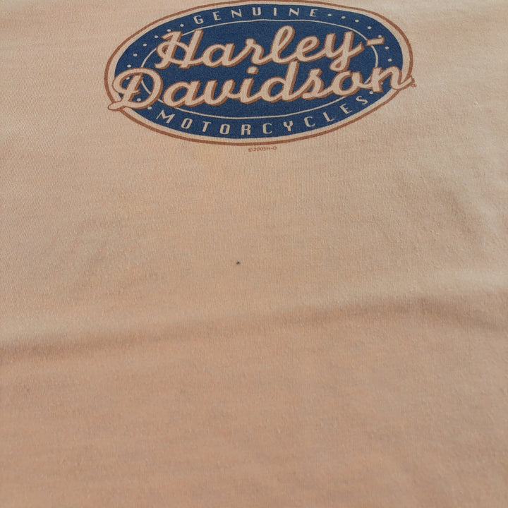 00'S Harley-Davidson Motorcycle Bike T-shirt Made in USA Men's L size cotton orange type Vintage Second Hand
