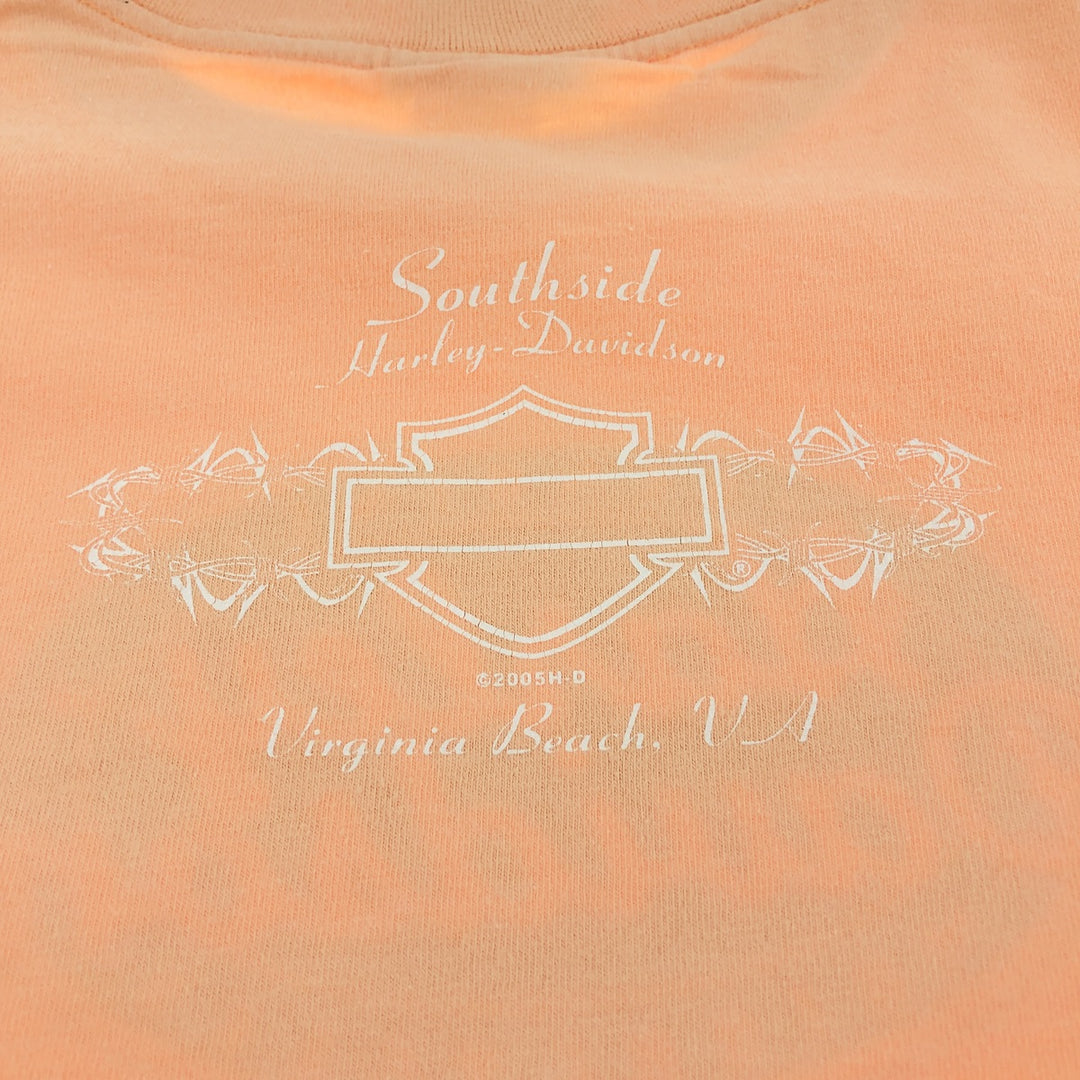 00'S Harley-Davidson Motorcycle Bike T-shirt Made in USA Men's L size cotton orange type Vintage Second Hand