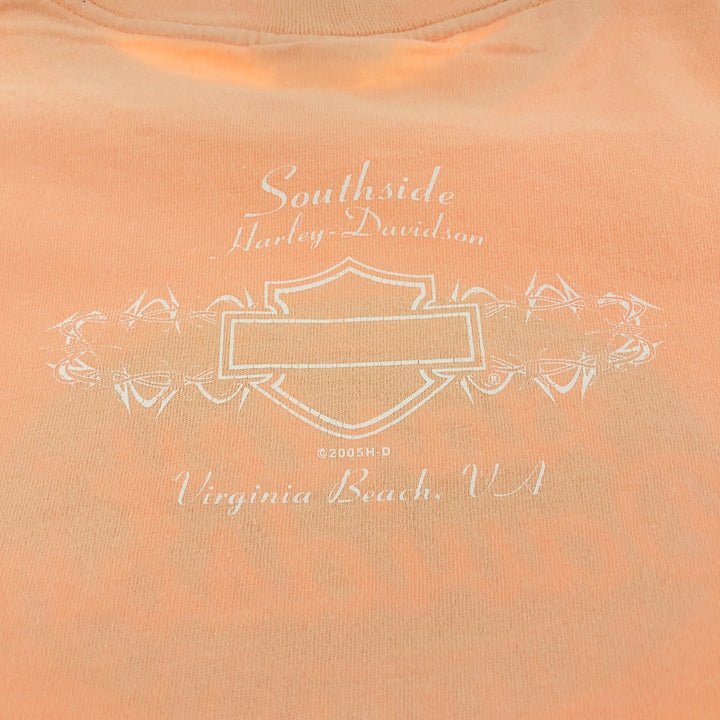 00'S Harley-Davidson Motorcycle Bike T-shirt Made in USA Men's L size cotton orange type Vintage Second Hand