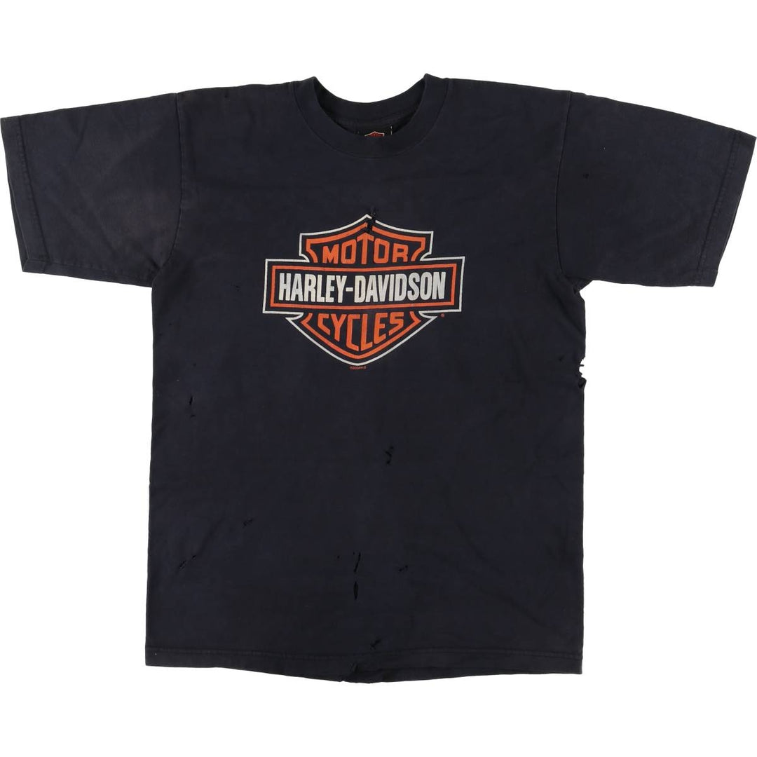 00'S Harley-Davidson Motorcycle Bike T-shirt Made in USA Men's L size cotton black type Vintage Second Hand