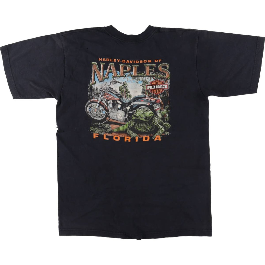 00'S Harley-Davidson Motorcycle Bike T-shirt Made in USA Men's L size cotton black type Vintage Second Hand