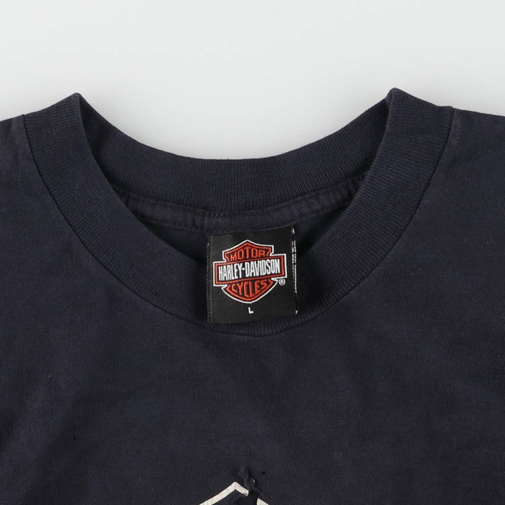 00'S Harley-Davidson Motorcycle Bike T-shirt Made in USA Men's L size cotton black type Vintage Second Hand