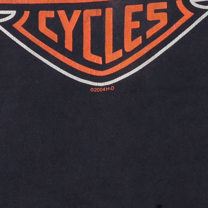 00'S Harley-Davidson Motorcycle Bike T-shirt Made in USA Men's L size cotton black type Vintage Second Hand