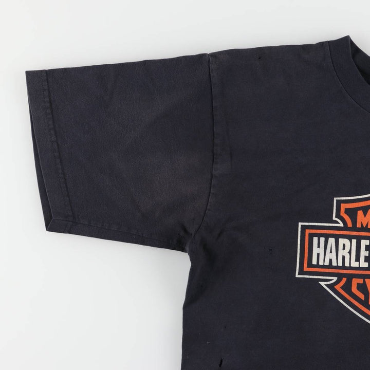 00'S Harley-Davidson Motorcycle Bike T-shirt Made in USA Men's L size cotton black type Vintage Second Hand