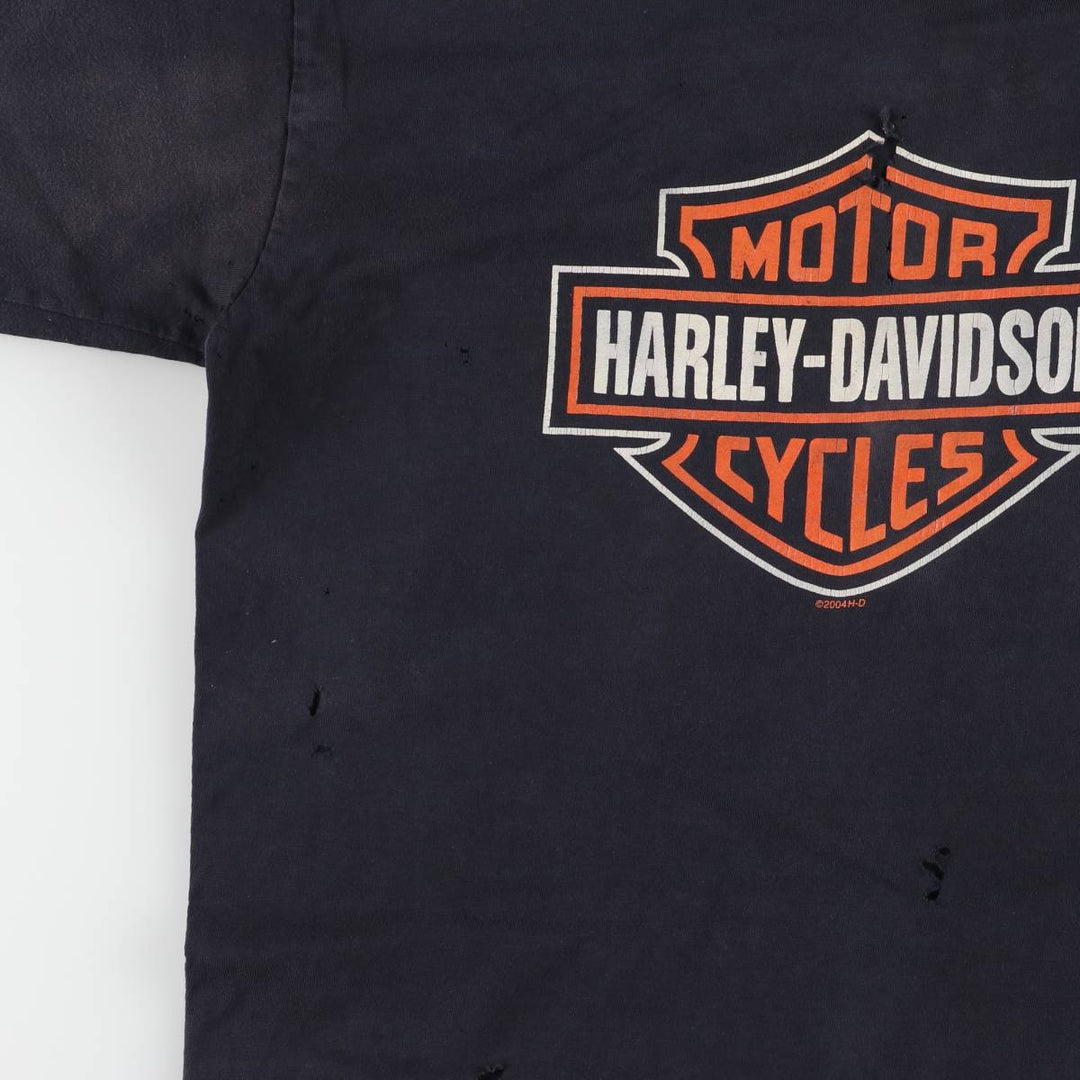 00'S Harley-Davidson Motorcycle Bike T-shirt Made in USA Men's L size cotton black type Vintage Second Hand