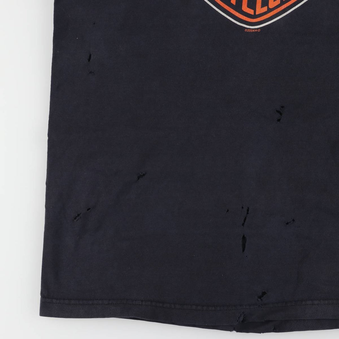 00'S Harley-Davidson Motorcycle Bike T-shirt Made in USA Men's L size cotton black type Vintage Second Hand