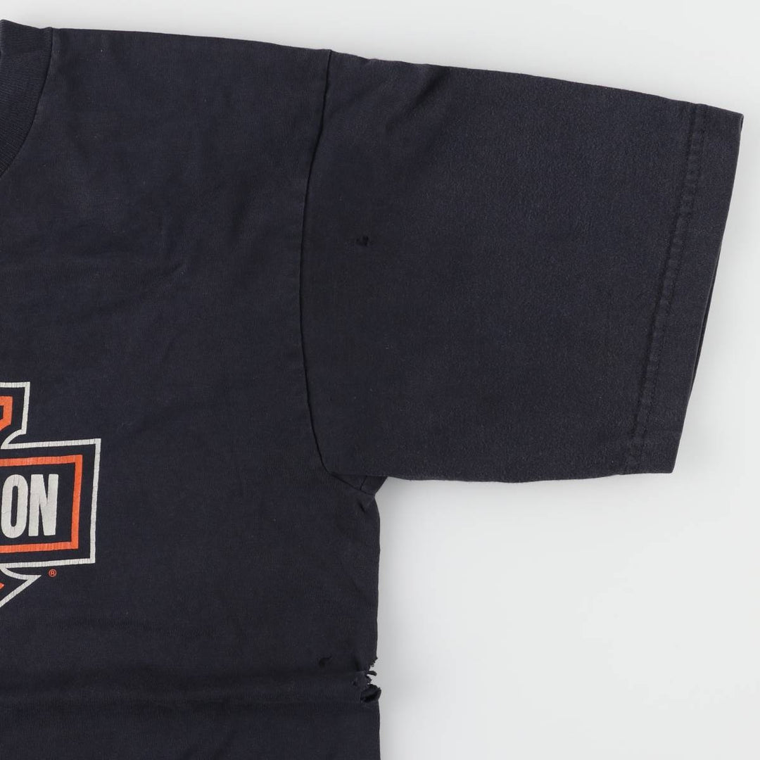 00'S Harley-Davidson Motorcycle Bike T-shirt Made in USA Men's L size cotton black type Vintage Second Hand