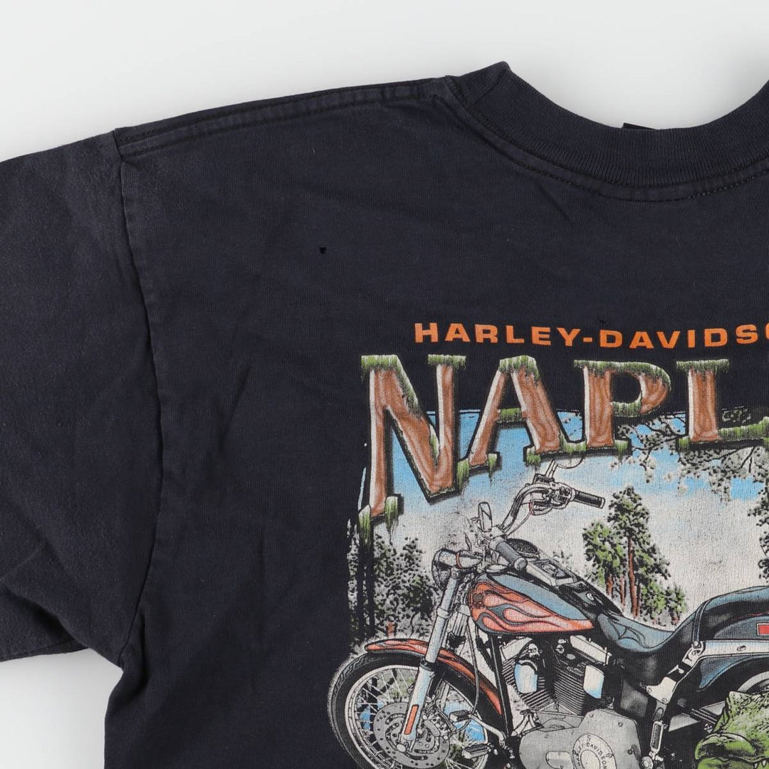 00'S Harley-Davidson Motorcycle Bike T-shirt Made in USA Men's L size cotton black type Vintage Second Hand