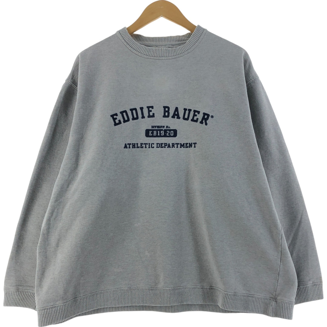 Eddie Bauer Flocked Print Logo Sweatshirt, Men's XL cotton gray type Vintage Second Hand
