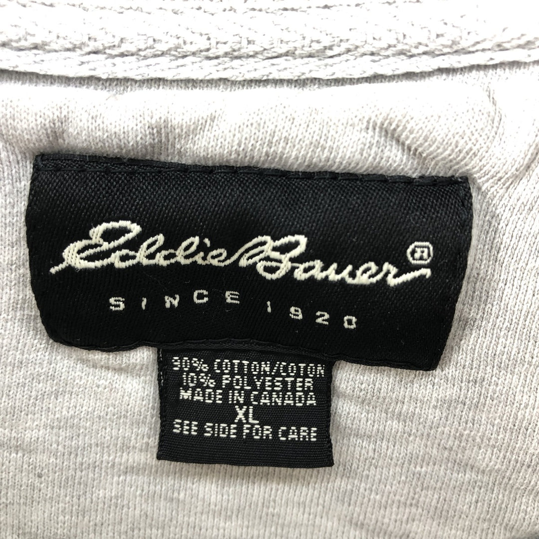 Eddie Bauer Flocked Print Logo Sweatshirt, Men's XL cotton gray type Vintage Second Hand