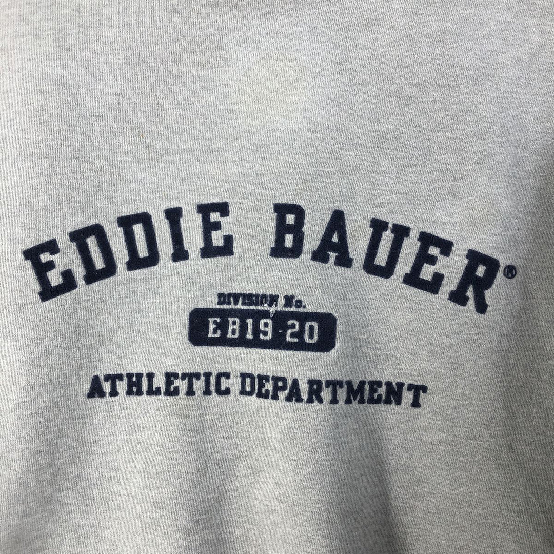 Eddie Bauer Flocked Print Logo Sweatshirt, Men's XL cotton gray type Vintage Second Hand