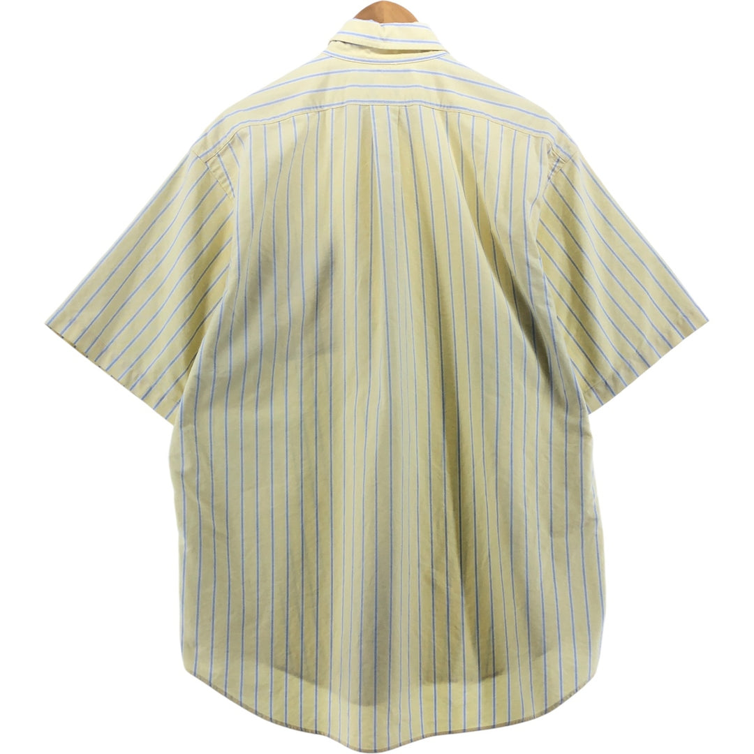 Ralph Lauren short sleeve button down striped shirt, men's size L, vintage cotton yellow type Vintage Second Hand