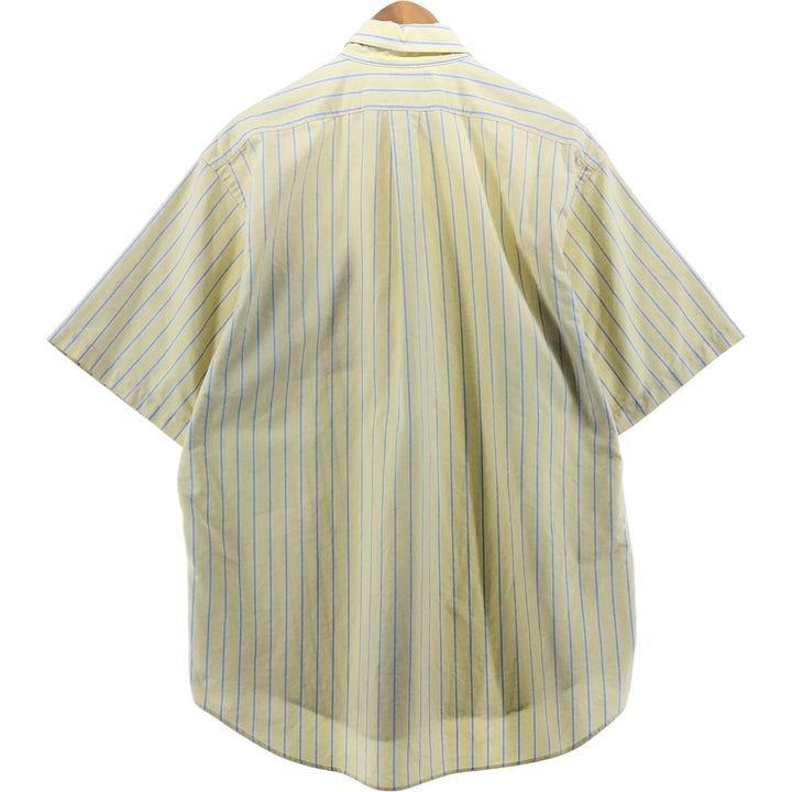 Ralph Lauren short sleeve button down striped shirt, men's size L, vintage cotton yellow type Vintage Second Hand