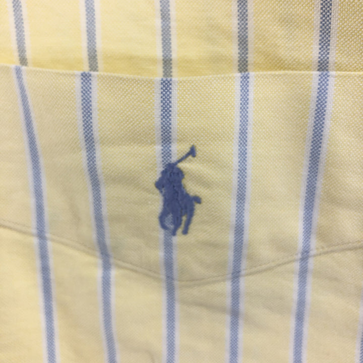 Ralph Lauren short sleeve button down striped shirt, men's size L, vintage cotton yellow type Vintage Second Hand
