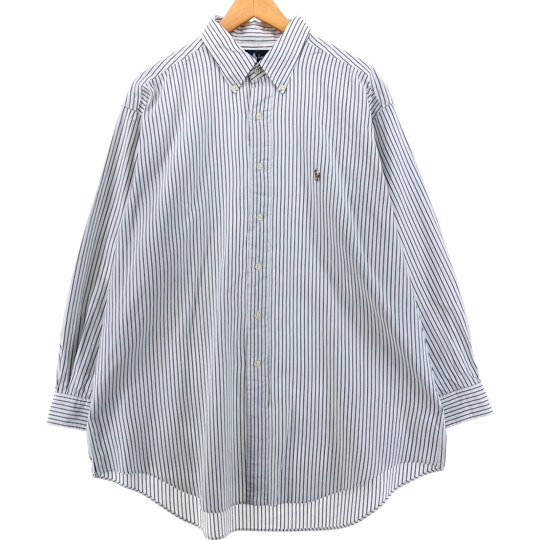 Ralph Lauren YARMOUTH Long Sleeve Button-Down Striped Shirt, Men's XL cotton black type Vintage Second Hand