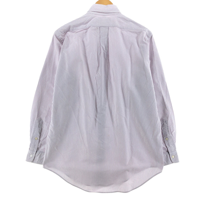 Ralph Lauren YARMOUTH Long Sleeve Button-Down Striped Shirt, Men's M Size cotton purple type Vintage Second Hand