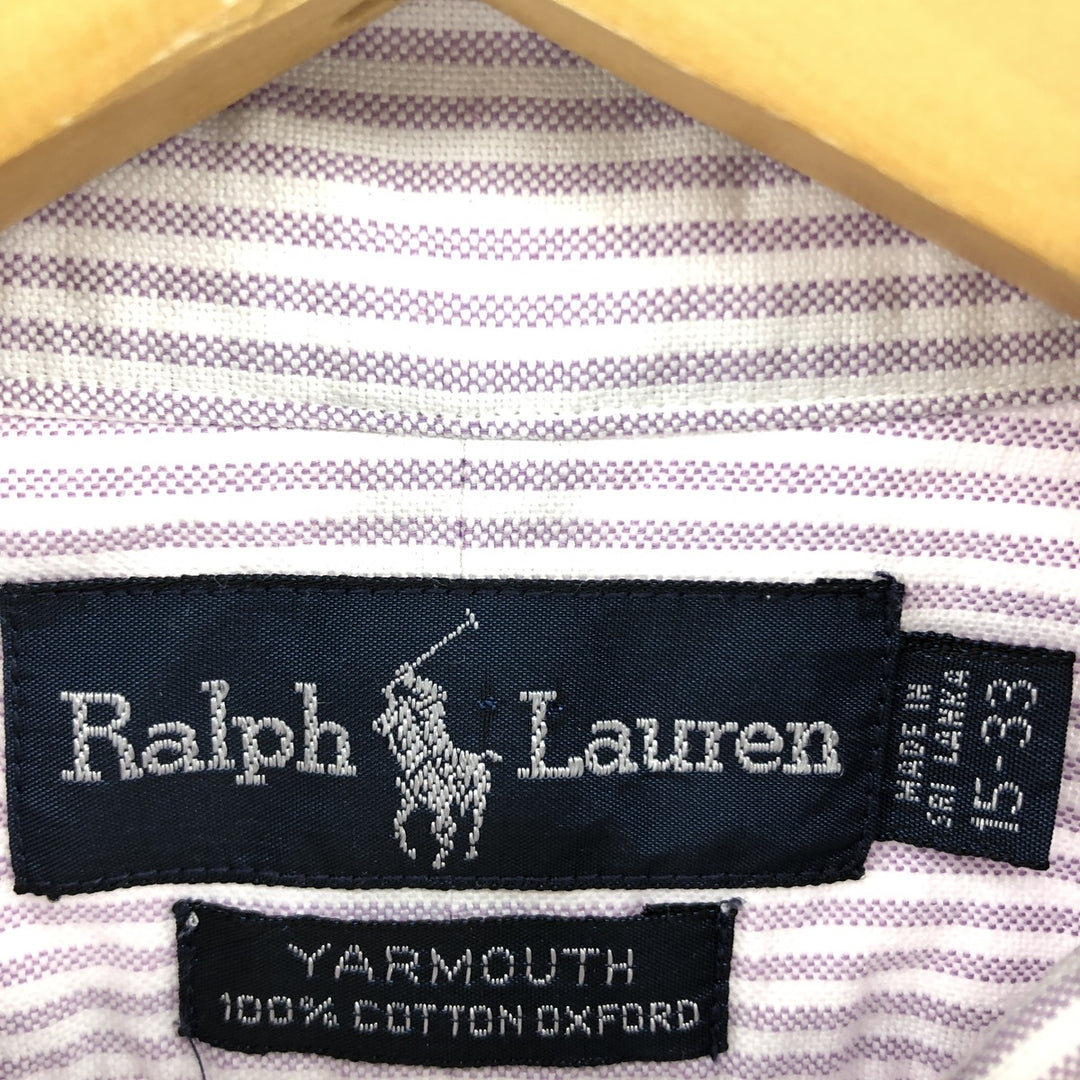 Ralph Lauren YARMOUTH Long Sleeve Button-Down Striped Shirt, Men's M Size cotton purple type Vintage Second Hand