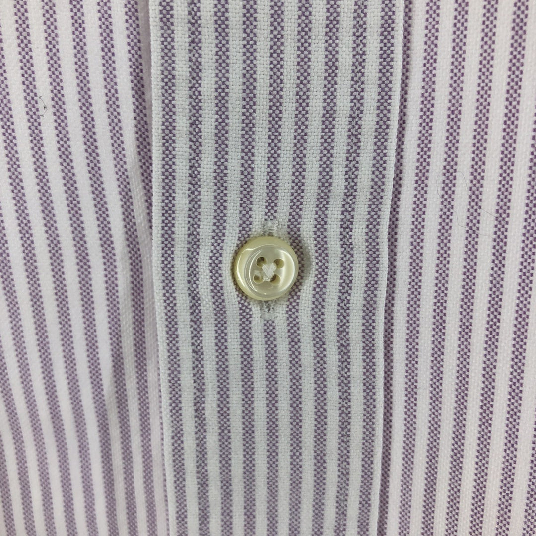Ralph Lauren YARMOUTH Long Sleeve Button-Down Striped Shirt, Men's M Size cotton purple type Vintage Second Hand