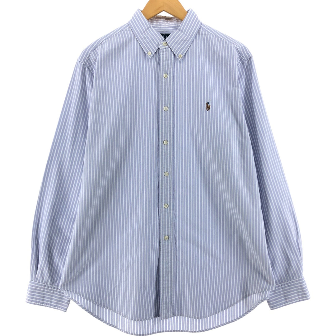 Ralph Lauren Classic Fit Long Sleeve Button Down Striped Shirt, Men's Size L cotton blue type Vintage Second Hand