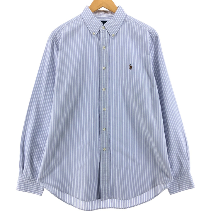 Ralph Lauren Classic Fit Long Sleeve Button Down Striped Shirt, Men's Size L cotton blue type Vintage Second Hand