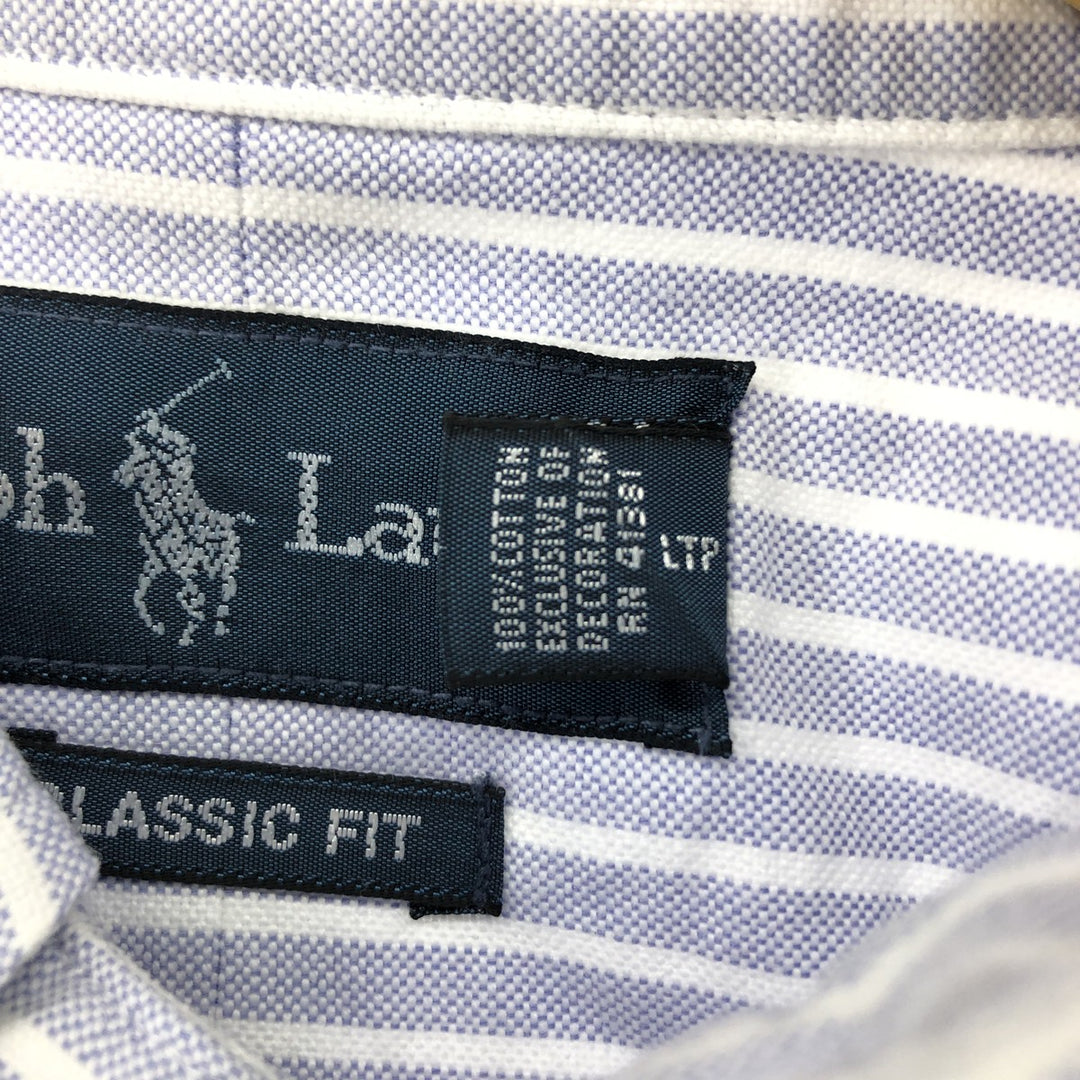 Ralph Lauren Classic Fit Long Sleeve Button Down Striped Shirt, Men's Size L cotton blue type Vintage Second Hand