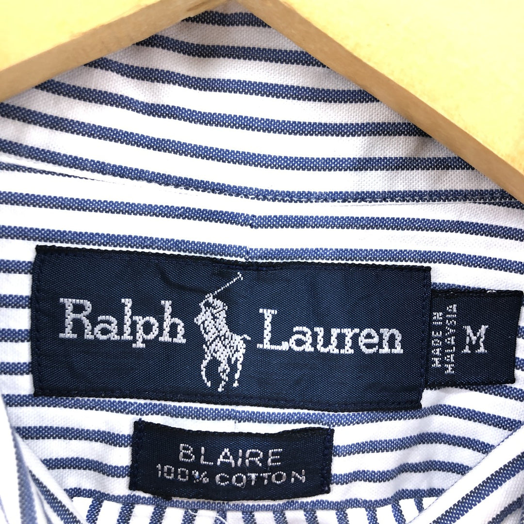 Ralph Lauren BLAIRE long sleeve button down striped shirt, men's size M cotton blue type Vintage Second Hand