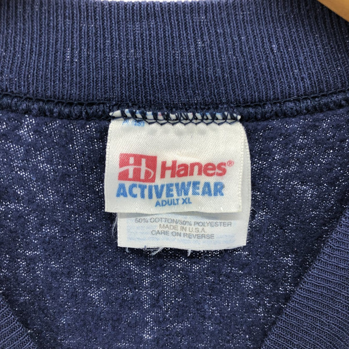 90'S Hanes ACTIVEWEAR Printed Sweatshirt Trainer Made in USA Men's XL Vintage cotton navy blue type Vintage Second Hand
