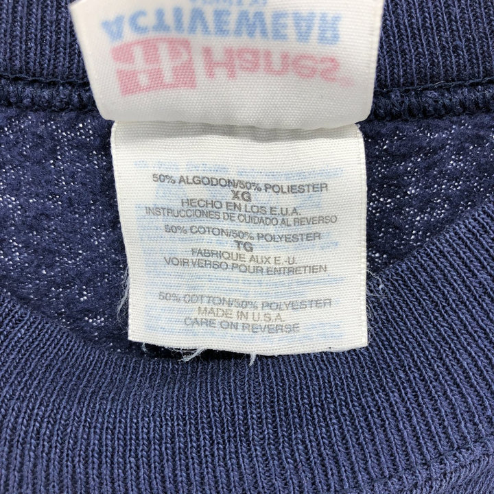 90'S Hanes ACTIVEWEAR Printed Sweatshirt Trainer Made in USA Men's XL Vintage cotton navy blue type Vintage Second Hand
