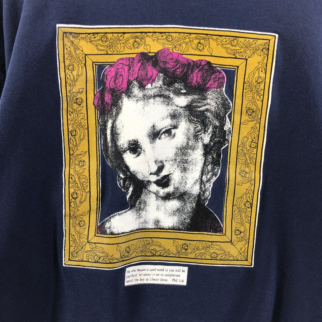 90'S Hanes ACTIVEWEAR Printed Sweatshirt Trainer Made in USA Men's XL Vintage cotton navy blue type Vintage Second Hand