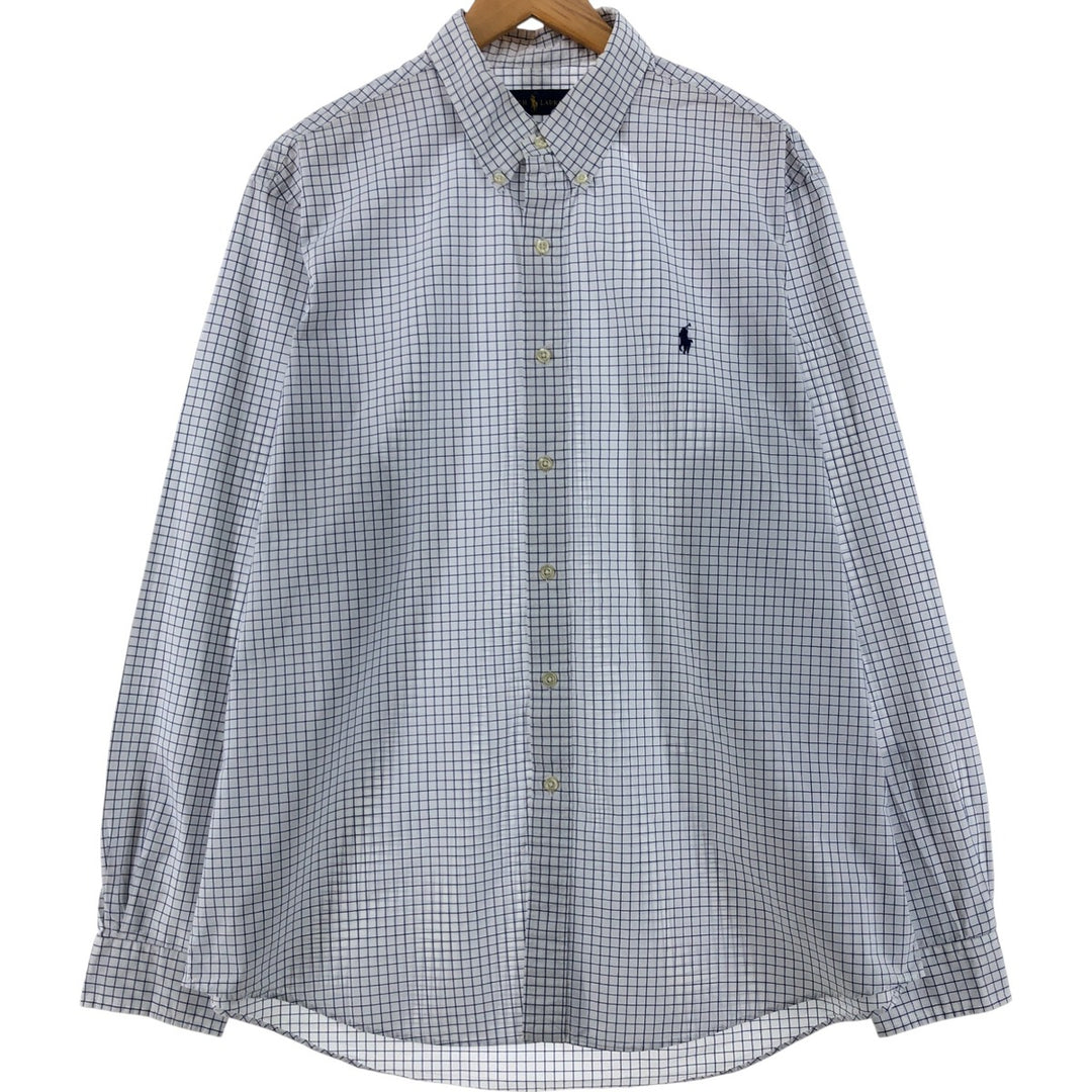 Ralph Lauren long sleeve button down check shirt, men's XL size cotton white type Vintage Second Hand